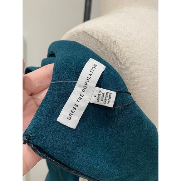 Dress the Population Catalina Fit Flare Midi Cocktail Pine Large - Picture 3 of 5